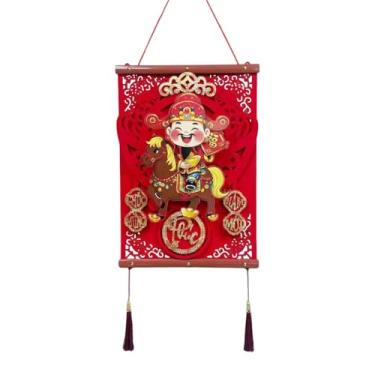 Imagem de MotiveTech Decoração suspensa para o Ano Chinês, placa de entrada com borlas, pingente oriental do Ano do Cavalo para sala de jantar, Style B