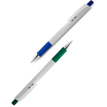 Imagem de Caneta Esferográfica Retrátil Executiva, Metal e Plástico, Escrita Azul, Acabamento Fosco, Grip Metálico, 0.7mm, Cilíndrica, Para Escrita Geral, 14cm (Azul e Verde 2)