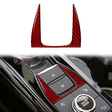 Imagem de nuoozy Acabamento da tampa do painel de controle do freio de mão de fibra de carbono compatível com Ford Explorer 2020 2021 2022 acessórios interiores vermelho