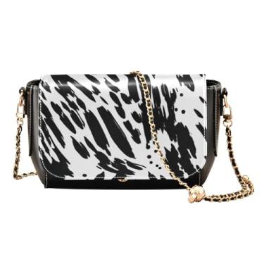Imagem de GAIGEO Bolsa tiracolo de flor vintage com alça longa, bolsa de ombro de couro, bolsas transversais médias para mulheres, Pele de zebra preta e branca, One Size