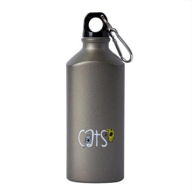 Imagem de Garrafa De Alumínio 600 ml Cats Biggdesign, Cinza
