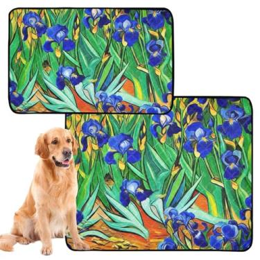 Imagem de TSENQUE Vibrante Field Blue Iris Almofadas de xixi para cães de estimação exuberantes laváveis e reutilizáveis para animais de estimação, almofadas absorventes de parto, tapetes impermeáveis para cães