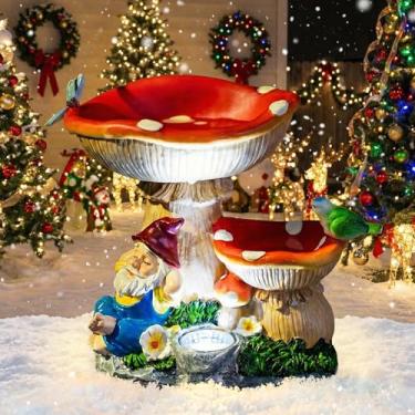 Imagem de ZQQLITE Luzes de estatueta de estátuas de gnomo solares - iluminação de jardim decorações externas, gnomo dormindo sob cogumelo, ornamentos de gramado de arte de quintal para varanda pátio varanda