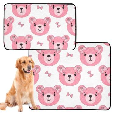 Imagem de TSENQUE Almofadas de urso, rosa, fofas, para cães, lavável, reutilizável, almofada de treinamento de filhotes, à prova de vazamento, impermeável, tapete de cercadinho para cães, pequeno x pacote com 3
