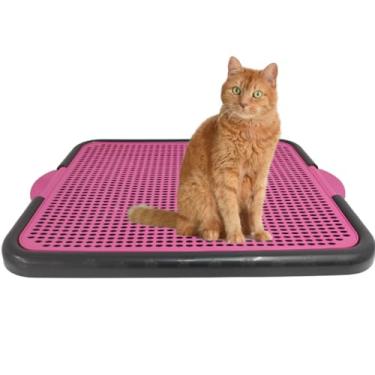 Imagem de Tapete Coletor de Areia para Gatos Lavável Bandeja Coletora 55x42 Cm- Ideal para Portas, Frente da Caixa e Áreas de Passagem em Casa(Rosa)