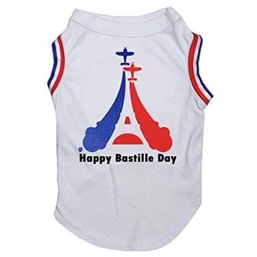 Imagem de Petitebella Camiseta para cachorro de cachorro Airplane Happy Bastille Day (branca, grande)