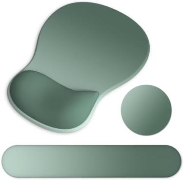 Imagem de Mouse pad ergonômico com descanso de pulso e apoio de pulso para teclado, mousepad de gel e descanso de pulso para teclado de computador, alívio da dor, base de poliuretano antiderrapante, mouse pad