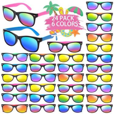Imagem de Hldgras Pacote Com 24 Óculos De Sol Infantis Proteção Uv400 - Lembrancinha Festa Para Meninos E Meninas 3 A 8 Anos, Sacola Brindes Neon, Artigos Praia, Piscina, Aniversário Formatura, Ótimo Presente