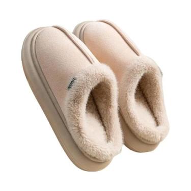 Imagem de Chinelos De Inverno Masculinos Em Algodão, Pelúcia Quente, Antiderrapa