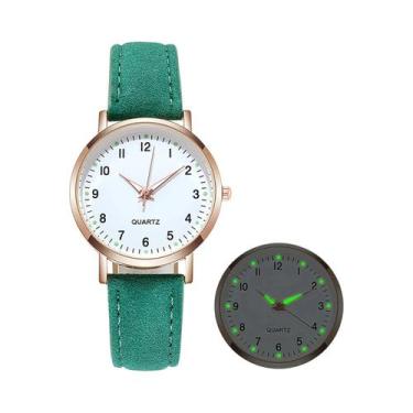 Imagem de Relógio Casual Feminino Com Pulseira De Couro Retro Luminosa E Decorad