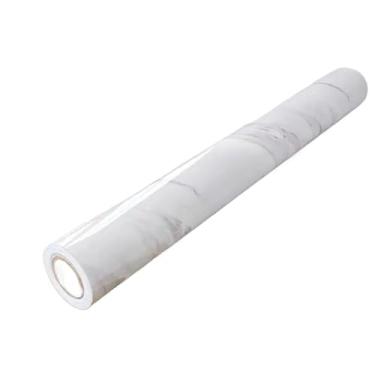 Imagem de Papel de parede Adesivos para cozinha quarto Brilhante Lavável Mármore gelo 3M x60cm Resistente Agua(Branco 3m x 60cm,3 rolos)