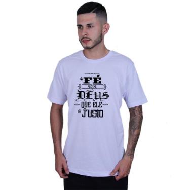 Imagem de Camiseta Unissex Fé em Deus Racionais Mcs - Lafre, Branco, G
