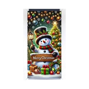 Imagem de Painel De Porta De Boneco De Neve De Natal Banner Plano 2D Fundo De Te