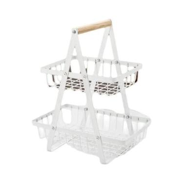 Imagem de Cesta De Frutas De Ferro De 3 Andares Para Bancada, Organizador Portát