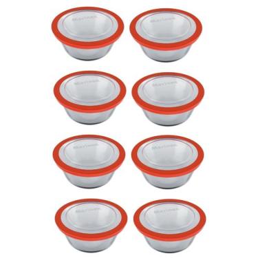 Imagem de Kit 8 Pote Redondo Tigela Vidro 1,2l Marmita Tampa Hermético - Nadir F