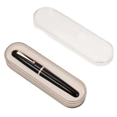 Imagem de MURVE Caneta-tinteiro acrílica transparente, caneta giratória, ponta de 40 mm, papelaria, material escolar, conversor de tinta de alta capacidade (01, M (aproximadamente 0,7 mm))