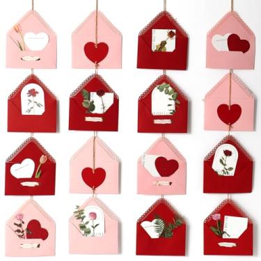 Imagem de Winrayk 91 peças guirlanda de dia dos namorados envelope de coração vermelho rosa faixa faixa flores planta adesivo impresso Love You, decorações de dia dos namorados aniversário proposta noivado