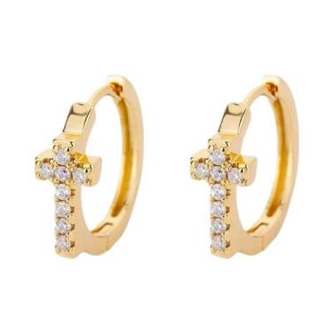 Imagem de Brincos De Cruz Em Aço Inoxidável Com Zircônia Para Mulheres, Joias De