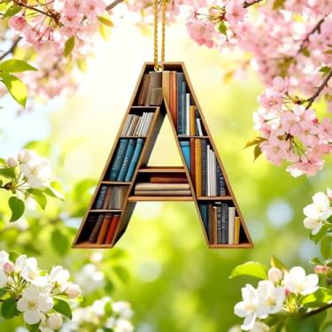 Imagem de Enfeites de Natal A-Z Crystal Hanging, enfeites de árvore de Natal feitos à mão com letra A, decoração de carro e casa - Decoração de artesanato em acrílico de Natal, ideias de troca de presentes para