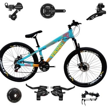 Imagem de Bicicleta 26 VikingX T25 24v Freeride Shimano K7 Cubo e Catraca Pneu Balão Flame-Unissex