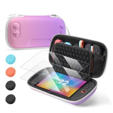 Imagem de Switch Case for Nintendo Switch 2, Upgraded Honeycomb Shock-absorbing Design, 3 in 1 Accessories Bundle with 10 Game Cards Storage, 2 Screen Protectors, 2 Pairs Thumb Grip Caps