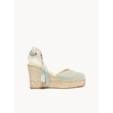 Imagem de Sandália Anabela Alta Romero Camurça Verde Claro, Verde claro, 37