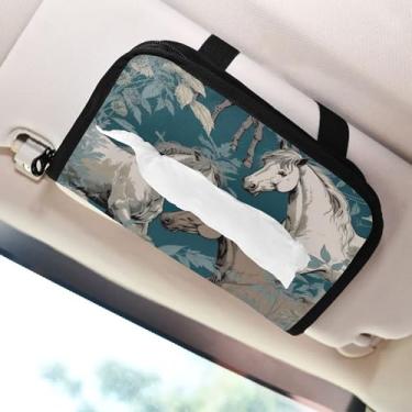 Imagem de SEHANY Suporte de lenços de carro Majestic Horse, caixa de lenços para carro, viseira solar, porta-guardanapos retangular, dispensador de máscara de carro, caixa de lenços de papel para automóveis