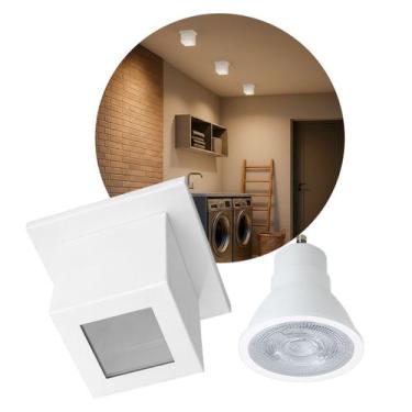 Imagem de Plafon Box Lexy Sobrepor Luminária Teto 1 Facho Gu10 Externo + LED MR1