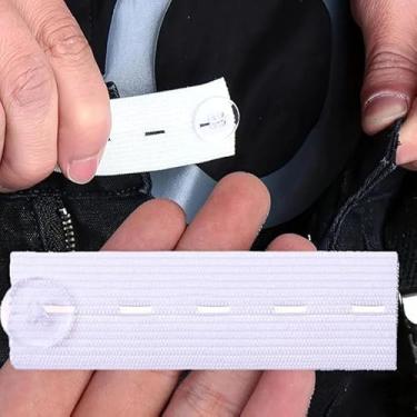Imagem de 5 peças extensor de calças cinto unissex faixa de cintura calças jeans saias maternidade botões ganchos vestuário DIY suprimentos de costura (branco)
