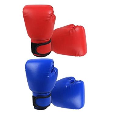 Imagem de Lljsszr Conjunto de 2 Pares de Luvas de Boxe Profissionais em Couro PU para Treino de MMA E Kickboxing.