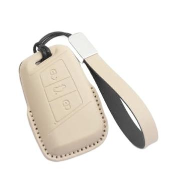 Imagem de Capa de couro para chave de carro, capa up keyless fob compatível com vw beetle caddy eos golf jetta polo scirocco tiguan touran(E5)