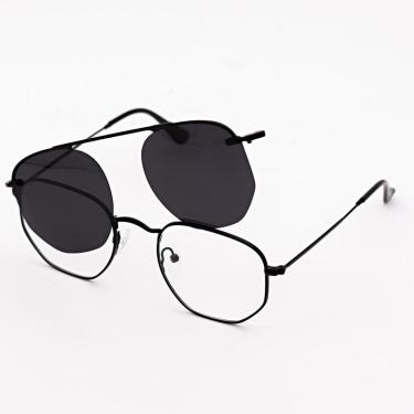 Imagem de Óculos Clipon Sol Armação Feminina Grau Metal 2 em 1/ Hexagonal 3041- Óculos Sunrise-Feminino