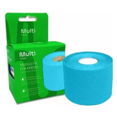 Imagem de Fita Kinesio Bandagem Funcional Elástica 5cmx5m Multilaser Cor:Azul, A