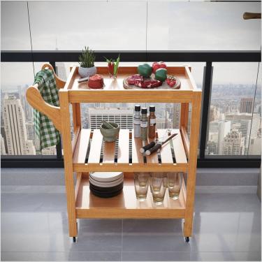 Imagem de Carrinho Multiuso Server c/ Rodízios Madeira Natural - Rede Móveis