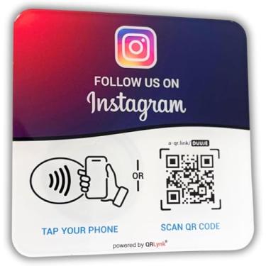 Imagem de Placa de acrílico NFC Tap on Instagram - Siga-nos na aba NFC ou QR Code - Sinal de mídia social para conexão rápida de perfil - Etiquetas NFC para engajamento sem contato - My Instagram Marketing Tool