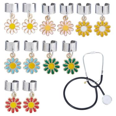 Imagem de DICOSMETIC Pingente estetoscópio a granel girassol gato etiqueta de identificação personalizada enfermeiras semana presentes para médico enfermeiro assistente médico, Liga + Aço Inoxidável + Esmalte