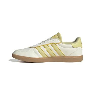 Imagem de adidas Tênis esportivo feminino Breaknet elegante, Branco/amarelo pó/amarelo utilitário, 36