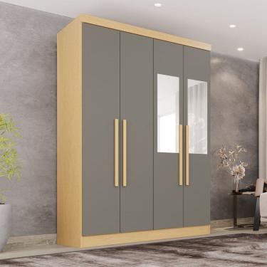 Imagem de Guarda-roupa Casal com Espelho 4 Portas 2 Gavetas França Espresso Móveis Jequitibá/Granizo