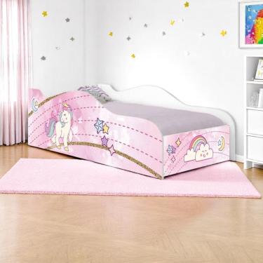 Imagem de Cama Solteiro Glow Unicónio Rosa Solteiro Com Colchão