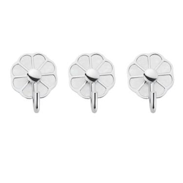 Imagem de KEG801302 Gancho para casaco e chapéu, 3 peças de metal sem furos ganchos de parede multiuso para chave, toalha, bolsas, copo, ganchos de chapéu (prata)