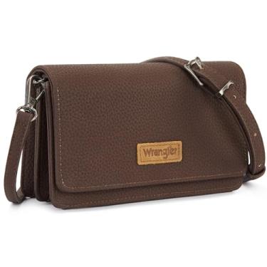 Imagem de Wrangler Carteira transversal pequena bolsas femininas modernas RFID com alças ajustáveis, Café A
