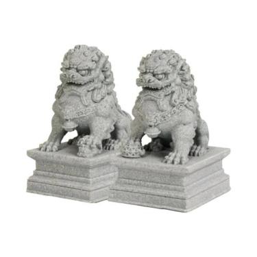 Imagem de Estátuas De Leão Guardião Par FU Cães Foo Figuras Decorativas Feng Shu