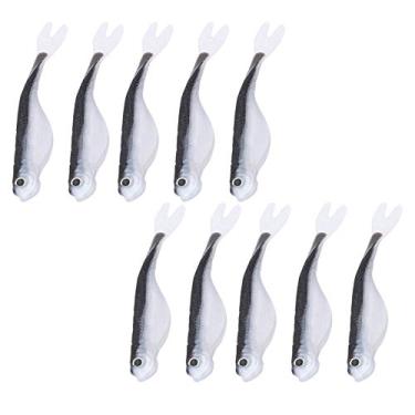 Imagem de Isca de pesca de silicone macio, 2 conjuntos de isca artificial portátil de simulação artificial de cor dupla para entusiastas da pesca ao ar livre, 12cm, 4,7 polegadas, 10 peças (8#)