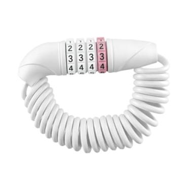 Imagem de harayaa Cadeado de cabo para bicicleta, cadeado de combinação, pequeno, leve, profissional, para capacete de bicicleta, ideal para viagens, Branco