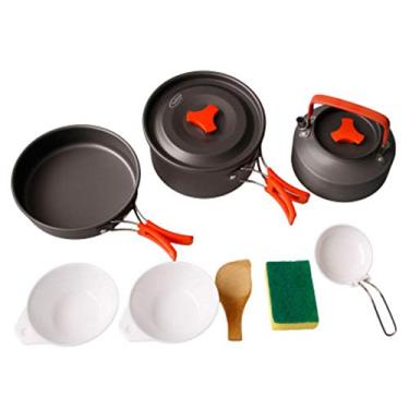 Imagem de Kit de panelas de acampamento, panelas de piquenique, utensílios de cozinha, conjunto de acampamento para acampamento ao ar livre, caminhadas, piquenique, churrasco, vasos de acampamento dobráveis