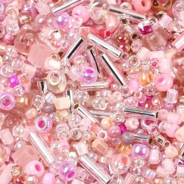 Imagem de 10 g contas de semente de vidro sortidas rosa mini contas de tubo de cornetim de vidro lampwork contas espaçadoras redondas soltas para pulseiras faça você mesmo, colar, brinco, joias, kits de achados