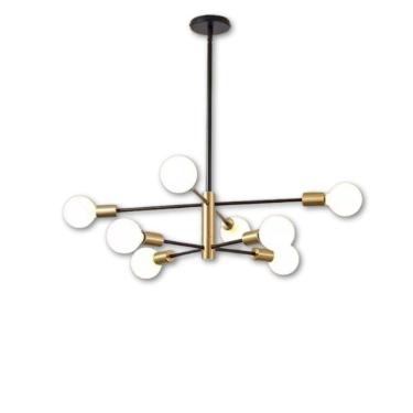 Imagem de Lustre De 8 Lâmpadas Preto Com Dourado