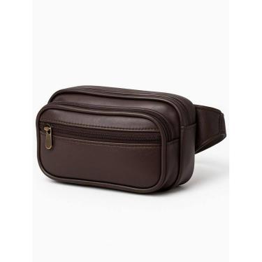 Imagem de Pochete Masculina 3 Compartimentos Abc Bags 6110 - Marrom