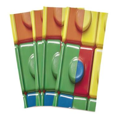 Imagem de xigua Conjunto de 4 panos de prato de cozinha com padrão de tijolos coloridos, macios e altamente absorventes de secagem rápida para limpeza de pratos e limpeza manual, 71 x 45 cm