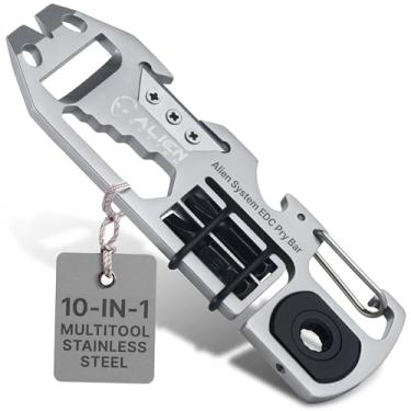 Imagem de Multiferramenta EDC Pry Bar – Ferramenta 10 em 1 EDC Pry Bar – Pocket Pry Bar, abridor de garrafa, chave catraca, conjunto de chave de fenda, abridor de caixa, cortador de cinto de segurança, chave